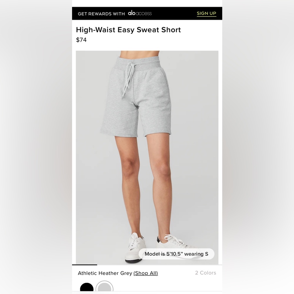 Alo high-waist easy sweat short Sz S NWT
